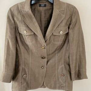 Basler jacket womens size 8 brown button linen